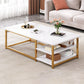 Coffee Table with Rectangular Black/gold Metal Base on 4 Legs Base 47"L x 24"W x 16.5"H White Shelves Included Clearhalo 'Coffee & Accent Tables' 'Coffee Tables' 'coffee_tables' 'furn' 'furn_coffee_tables' 'Furniture' 'Living Room Furniture' 5567017