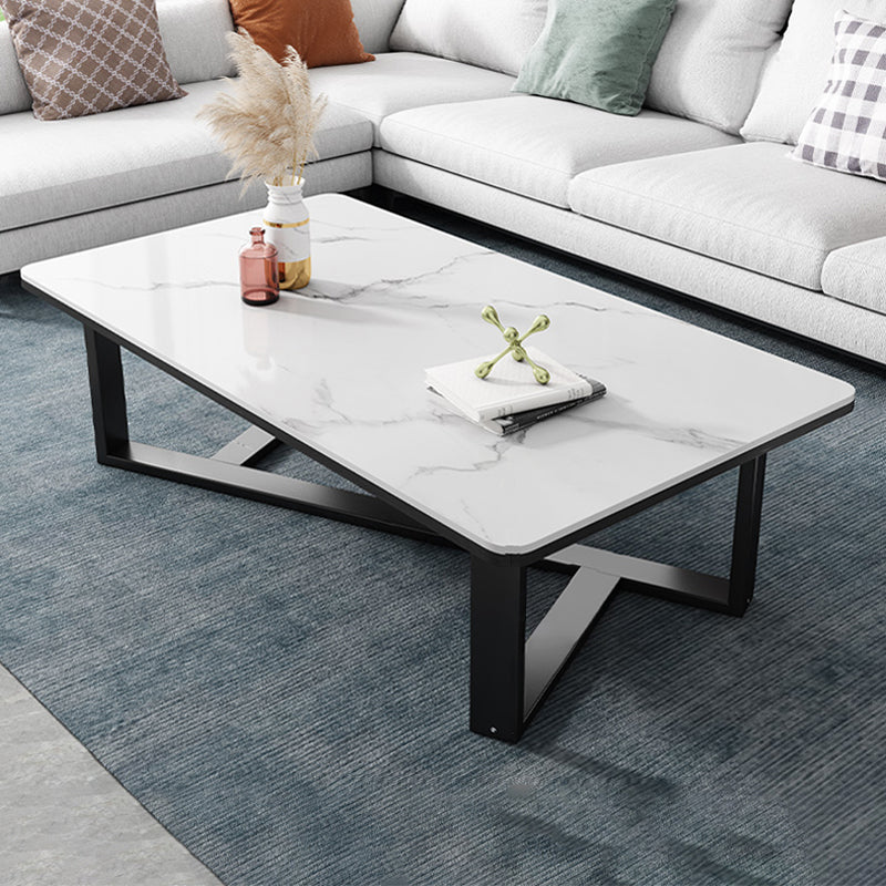Single Coffee Table Slate Rectangular Coffee Table for Living Room White Clearhalo 'Coffee & Accent Tables' 'Coffee Tables' 'coffee_tables' 'furn' 'furn_coffee_tables' 'Furniture' 'Living Room Furniture' 5567029