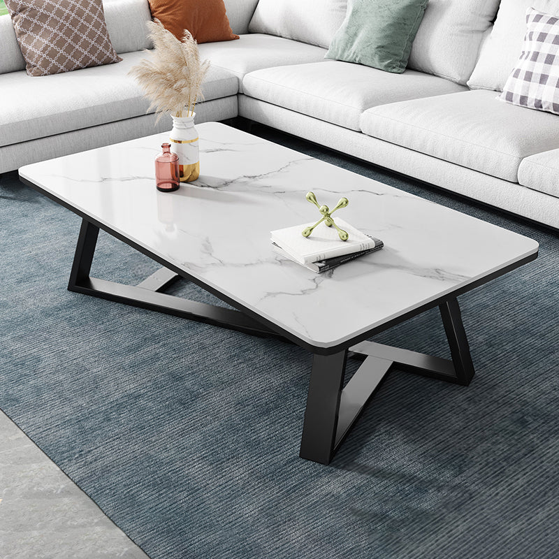 Single Coffee Table Slate Rectangular Coffee Table for Living Room White Clearhalo 'Coffee & Accent Tables' 'Coffee Tables' 'coffee_tables' 'furn' 'furn_coffee_tables' 'Furniture' 'Living Room Furniture' 5567031