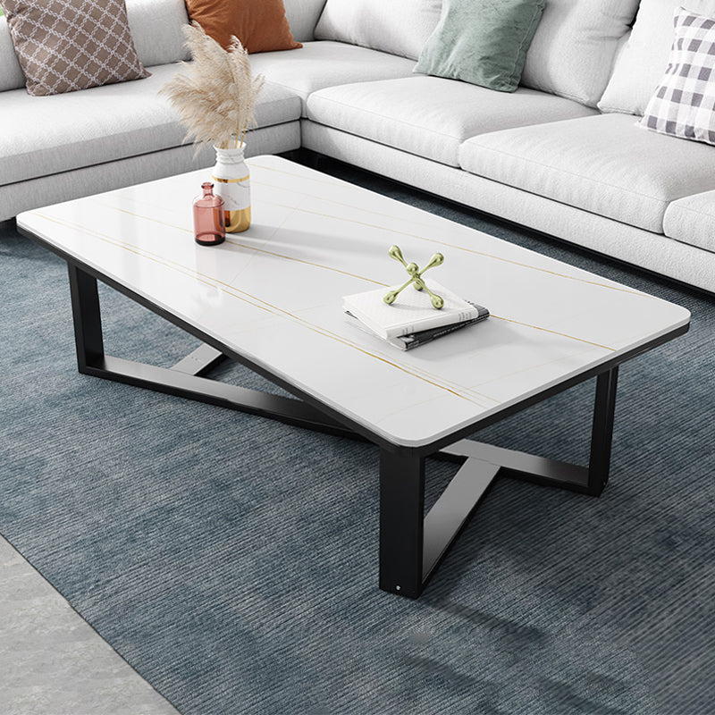 Single Coffee Table Slate Rectangular Coffee Table for Living Room White-Gold Clearhalo 'Coffee & Accent Tables' 'Coffee Tables' 'coffee_tables' 'furn' 'furn_coffee_tables' 'Furniture' 'Living Room Furniture' 5567032