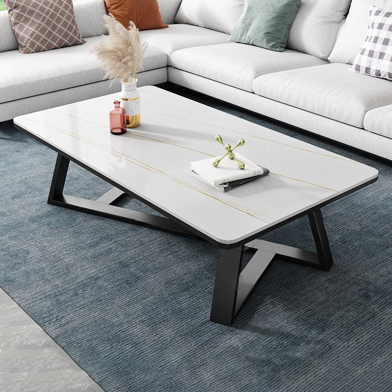 Single Coffee Table Slate Rectangular Coffee Table for Living Room White-Gold Clearhalo 'Coffee & Accent Tables' 'Coffee Tables' 'coffee_tables' 'furn' 'furn_coffee_tables' 'Furniture' 'Living Room Furniture' 5567033
