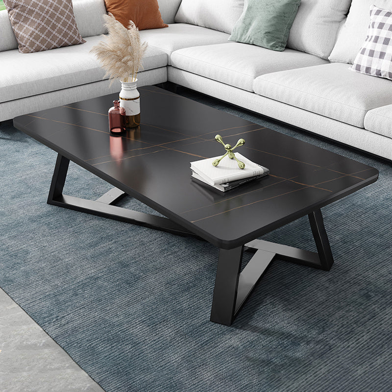 Single Coffee Table Slate Rectangular Coffee Table for Living Room Black Clearhalo 'Coffee & Accent Tables' 'Coffee Tables' 'coffee_tables' 'furn' 'furn_coffee_tables' 'Furniture' 'Living Room Furniture' 5567034