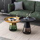 Mid-century Modern Style Round Metal Table with Glass Bottom Coffee Table