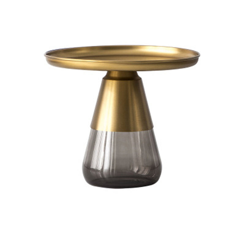 Mid-century Modern Style Round Metal Table with Glass Bottom Coffee Table