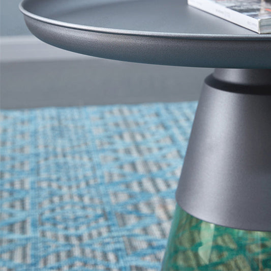 Tavolino rotondo in stile moderno di metà secolo con tavolino da caffè in vetro