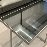 Tavolino da caffè con vetro rettangolo contemporaneo con base a croce in acciaio