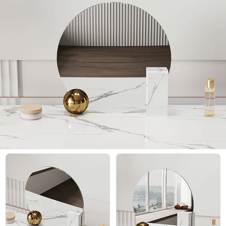 Marble /Acrylic Contemporary Makeup Vanity Set With 2 Drawer for Bedroom