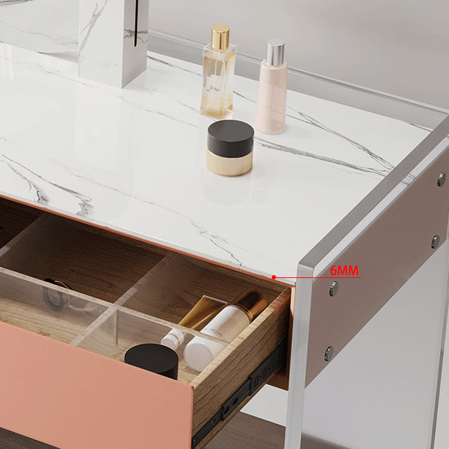 Marble /Acrylic Contemporary Makeup Vanity Set With 2 Drawer for Bedroom