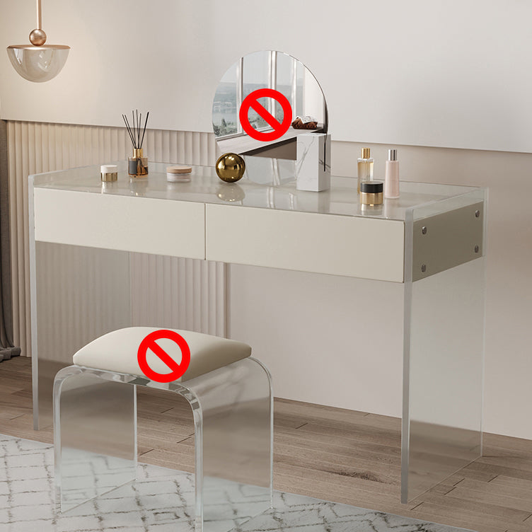 大理石 /アクリルの現代化された化粧虚栄心寝室用の2つの引き出し付きセット