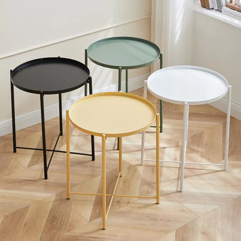 Mid-Century Round Tray Top Side Table Metal Cross Legs End Table Clearhalo 'Coffee & Accent Tables' 'End & Side Tables' 'end_side_tables' 'furn' 'furn_end_side_tables' 'Furniture' 'Living Room Furniture' 5567409