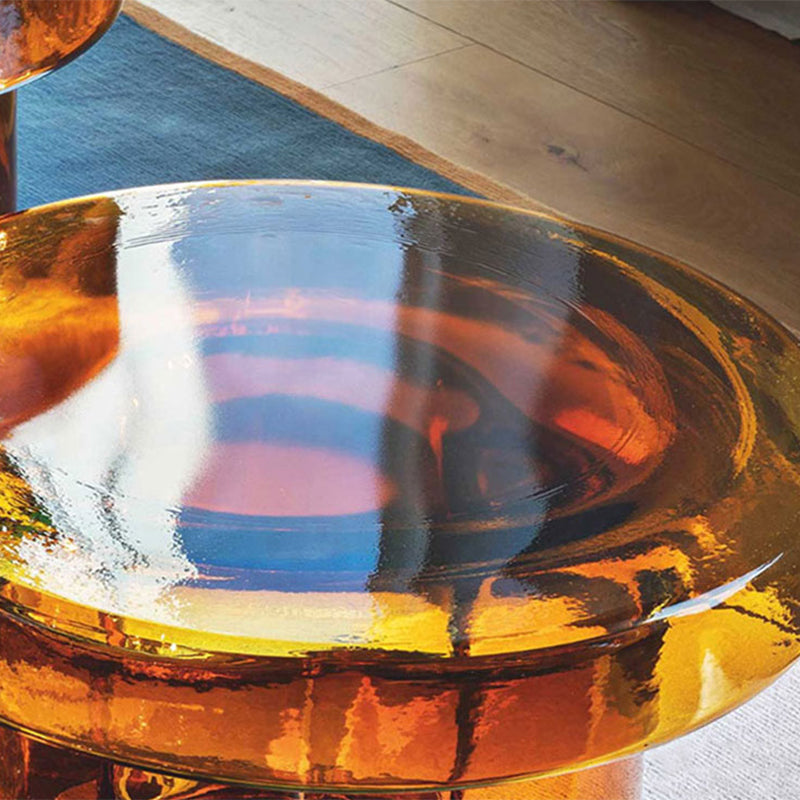 Tabella di accento laterale in vetro rotondo contemporaneo tavolo laterale.