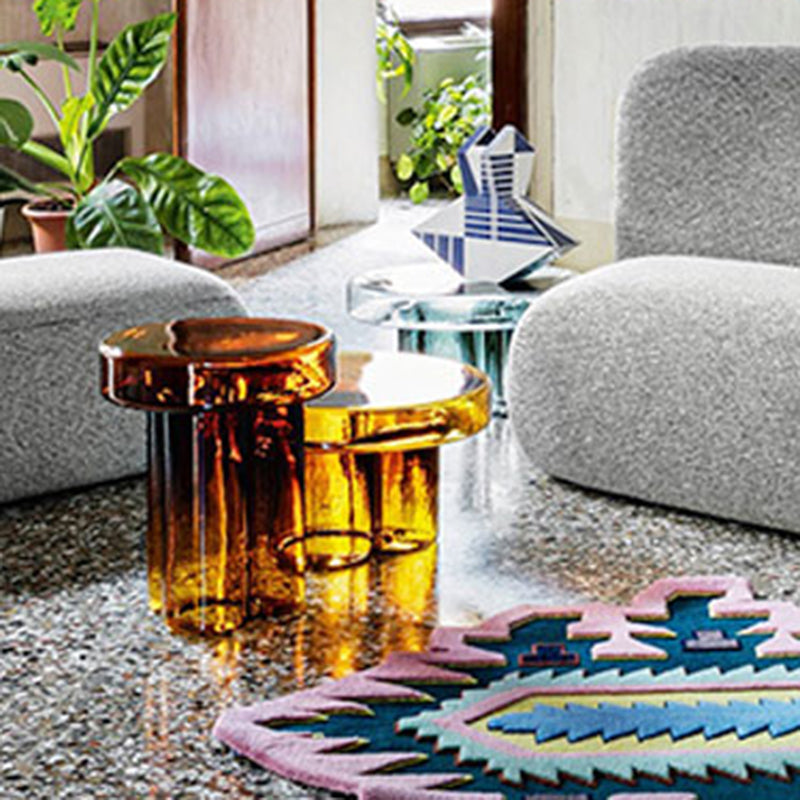 Tabella di accento laterale in vetro rotondo contemporaneo tavolo laterale.