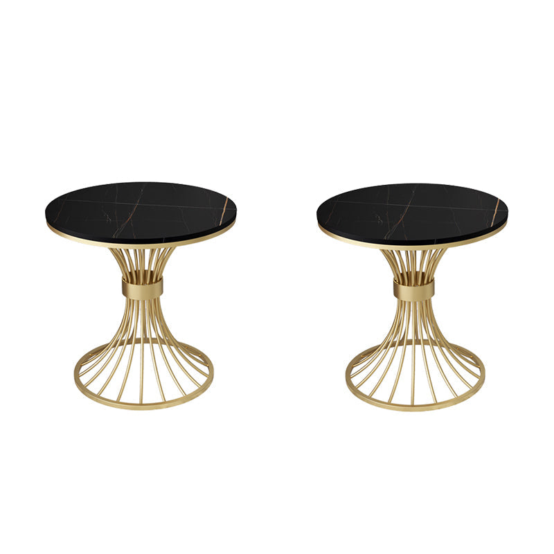 Modern Round Marble Top Side Table Ironcraft Pedestal End Table Gold-Black 2 Clearhalo 'Coffee & Accent Tables' 'End & Side Tables' 'end_side_tables' 'furn' 'furn_end_side_tables' 'Furniture' 'Living Room Furniture' 5567542
