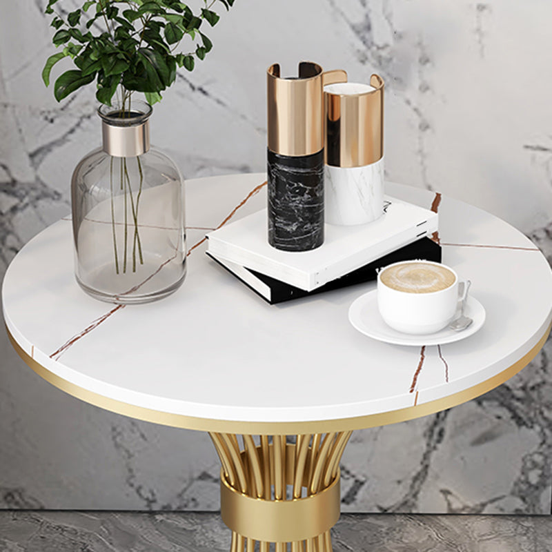 Modern Round Marble Top Side Table Ironcraft Pedestal End Table Clearhalo 'Coffee & Accent Tables' 'End & Side Tables' 'end_side_tables' 'furn' 'furn_end_side_tables' 'Furniture' 'Living Room Furniture' 5567543