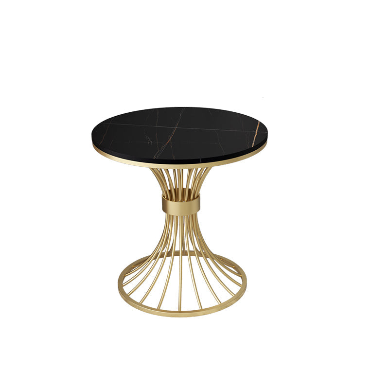 Modern Round Marble Top Side Table Ironcraft Pedestal End Table Gold-Black 1 Clearhalo 'Coffee & Accent Tables' 'End & Side Tables' 'end_side_tables' 'furn' 'furn_end_side_tables' 'Furniture' 'Living Room Furniture' 5567546