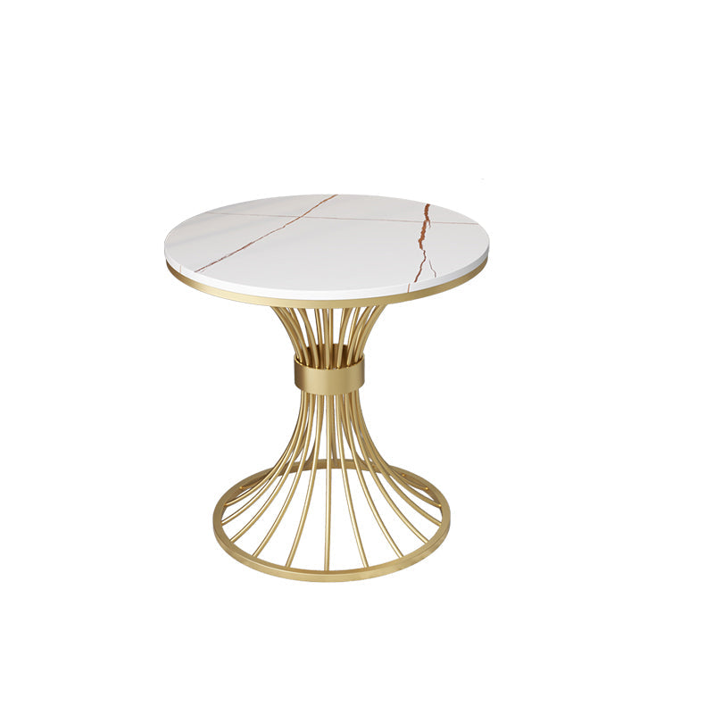Modern Round Marble Top Side Table Ironcraft Pedestal End Table Gold-White 1 Clearhalo 'Coffee & Accent Tables' 'End & Side Tables' 'end_side_tables' 'furn' 'furn_end_side_tables' 'Furniture' 'Living Room Furniture' 5567549