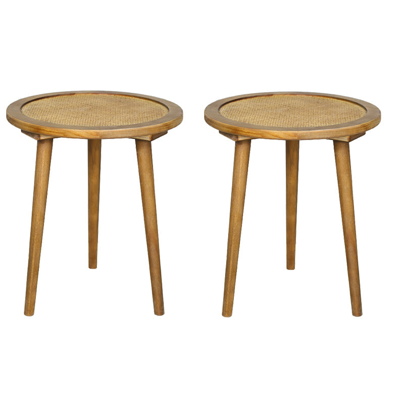French Rustic Round Rattan Top Side Table 3 Legs Wooden End Table Natural Clearhalo 'Coffee & Accent Tables' 'End & Side Tables' 'end_side_tables' 'furn' 'furn_end_side_tables' 'Furniture' 'Living Room Furniture' 5567621