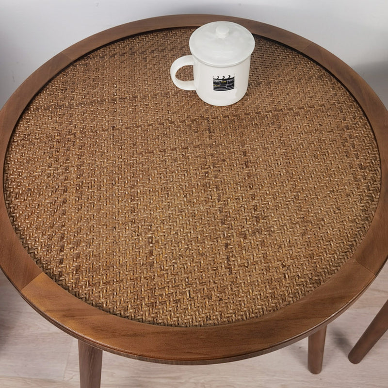French Rustic Round Rattan Top Side Table 3 Legs Wooden End Table Clearhalo 'Coffee & Accent Tables' 'End & Side Tables' 'end_side_tables' 'furn' 'furn_end_side_tables' 'Furniture' 'Living Room Furniture' 5567626