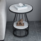 Contemporary Stone Top End Table Dia 19.69" Frame Shelf Included Side Table Black White Gold 1 Clearhalo 'Coffee & Accent Tables' 'End & Side Tables' 'end_side_tables' 'furn' 'furn_end_side_tables' 'Furniture' 'Living Room Furniture' 5567728
