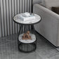 Contemporary Stone Top End Table Dia 19.69" Frame Shelf Included Side Table Black White Grey 1 Clearhalo 'Coffee & Accent Tables' 'End & Side Tables' 'end_side_tables' 'furn' 'furn_end_side_tables' 'Furniture' 'Living Room Furniture' 5567742