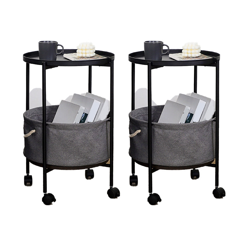 Mid-Century 4 Legs End Table Round Side End Table with Storage