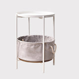 Mid-Century 4 Legs End Table Round Side End Table with Storage