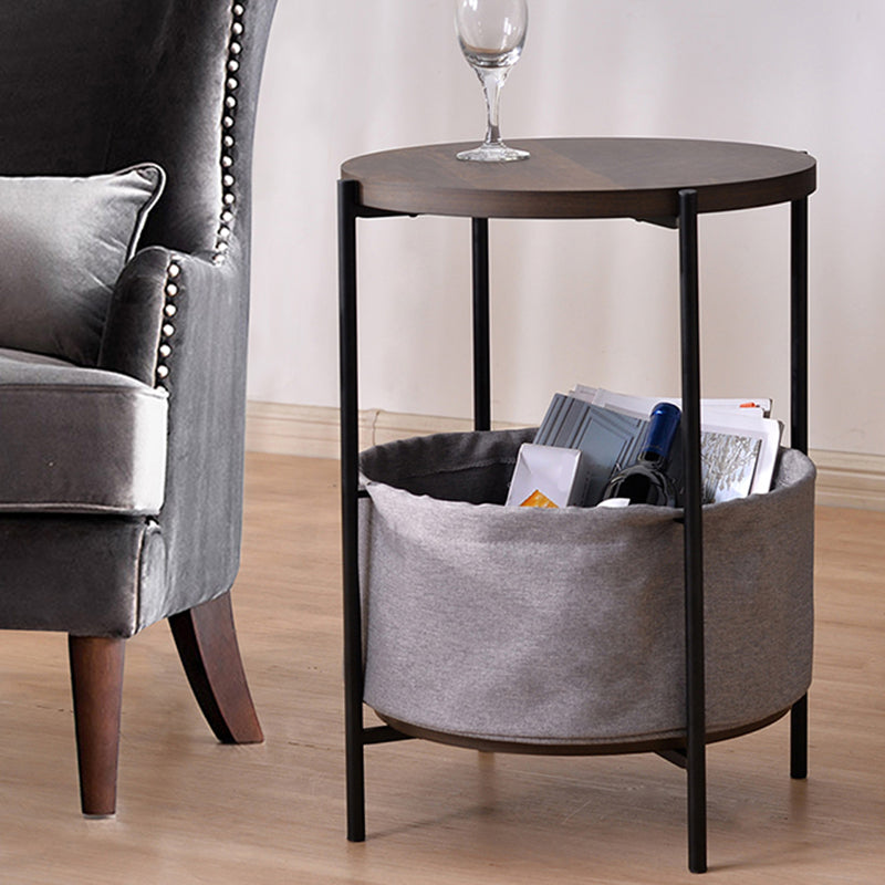 Mid-Century 4 Legs End Table Round Side End Table with Storage