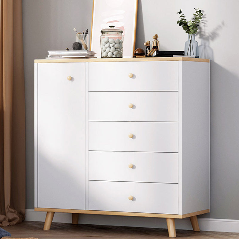 Contemporary Rectangle Side Cabinet with Drawers Wood Accent Chest 31"L x 14"W x 36"H White Clearhalo 'Cabinets & Chests' 'cabinets_chests' 'furn' 'furn_cabinets_chests' 'Furniture' 'Living Room Furniture' 5567801