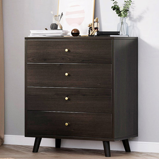 Contemporary Rectangle Side Cabinet with Drawers Wood Accent Chest 24"L x 14"W x 30"H Black