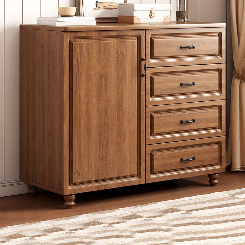 Wood 2/1 - Door and 3/4 - Drawer Accent Cabinet, 16" Wide Accent Cabinet 31"L x 16"W x 35"H Walnut Clearhalo 'Cabinets & Chests' 'cabinets_chests' 'furn' 'furn_cabinets_chests' 'Furniture' 'Living Room Furniture' 5567890