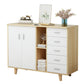 Armoire à accent en bois rectangle avec 5 tiroirs et armoire latérale des jambes droites