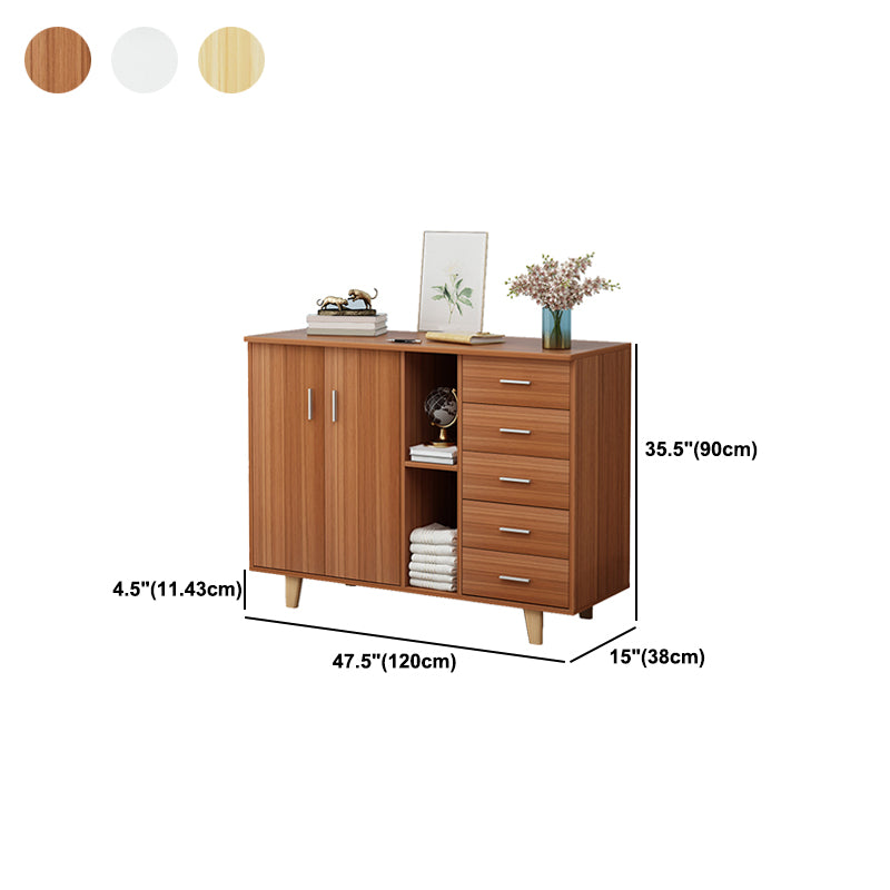 Armoire à accent en bois rectangle avec 5 tiroirs et armoire latérale des jambes droites