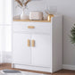 Modern Wood Accent Cabinet with Drawer Rectangle Side Cabinet 23.6"L x 13.8"W x 39.4"H White Clearhalo 'Cabinets & Chests' 'cabinets_chests' 'furn' 'furn_cabinets_chests' 'Furniture' 'Living Room Furniture' 5567929