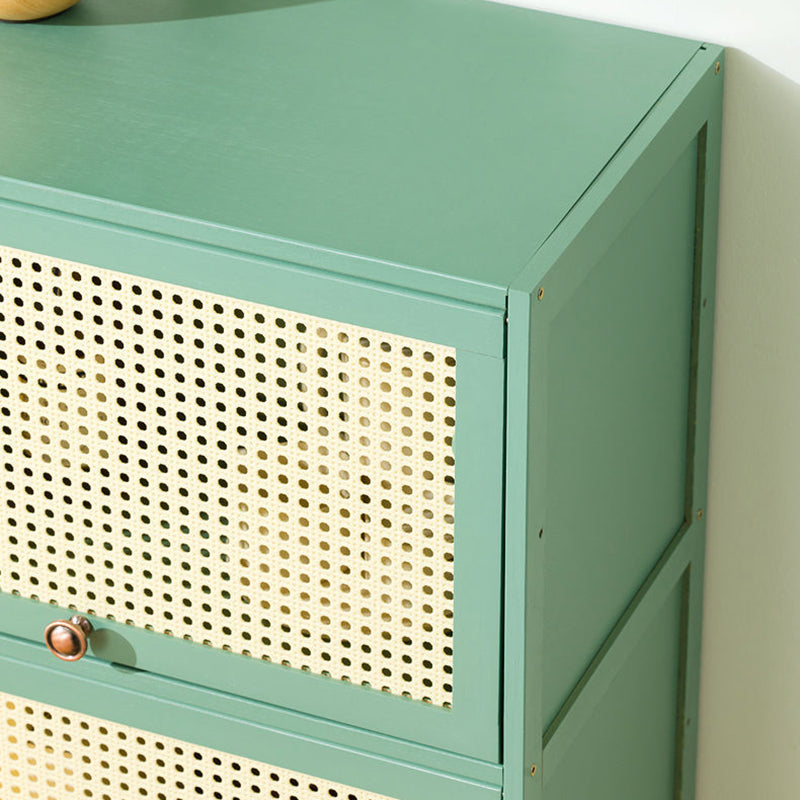 13" Wide Steel 3/4/5 - Door Accent Cabinet, With Rattan, Green Clearhalo 'Cabinets & Chests' 'cabinets_chests' 'furn' 'furn_cabinets_chests' 'Furniture' 'Living Room Furniture' 5567958