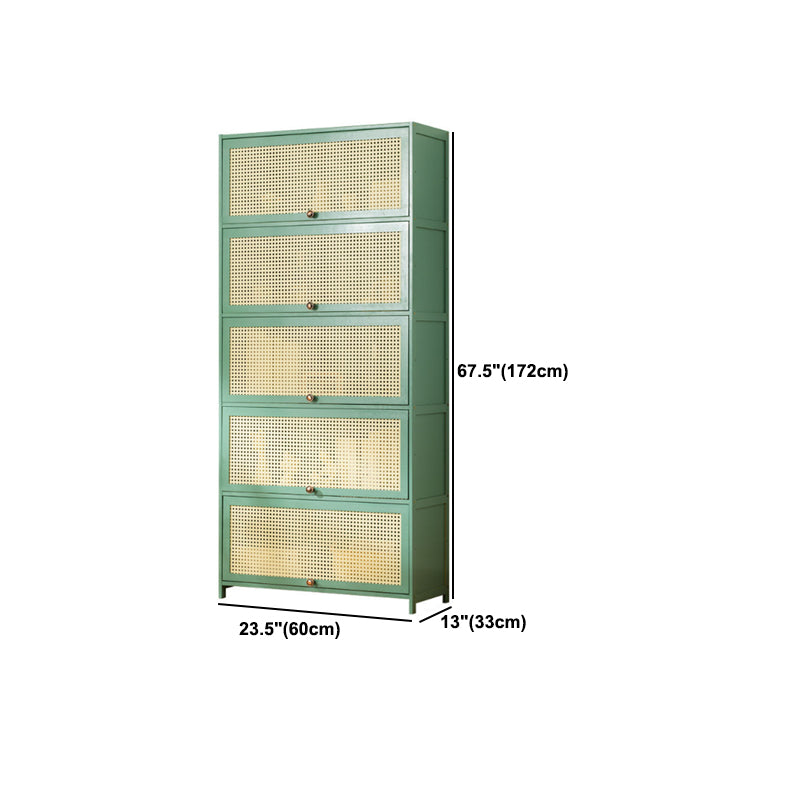 13" Wide Steel 3/4/5 - Door Accent Cabinet, With Rattan, Green Clearhalo 'Cabinets & Chests' 'cabinets_chests' 'furn' 'furn_cabinets_chests' 'Furniture' 'Living Room Furniture' 5567968