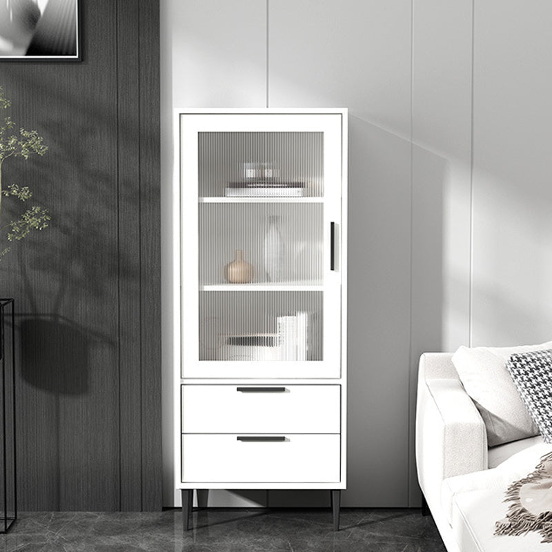 11.8" W Contemporary Bar Pulls Accent Chest in White/ Blue/ Green with Steel Legs 31"L x 12"W x 47"H White Clearhalo 'Cabinets & Chests' 'cabinets_chests' 'furn' 'furn_cabinets_chests' 'Furniture' 'Living Room Furniture' 5567997