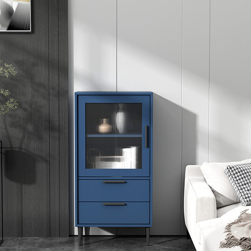 11.8" W Contemporary Bar Pulls Accent Chest in White/ Blue/ Green with Steel Legs 20"L x 12"W x 39"H Blue Clearhalo 'Cabinets & Chests' 'cabinets_chests' 'furn' 'furn_cabinets_chests' 'Furniture' 'Living Room Furniture' 5567998