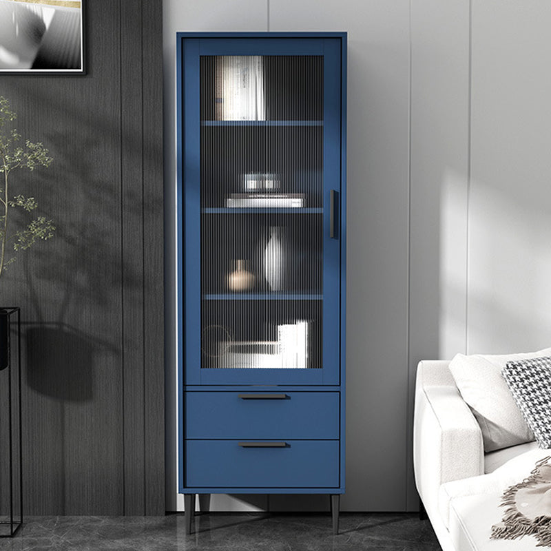 11.8" W Contemporary Bar Pulls Accent Chest in White/ Blue/ Green with Steel Legs 31.5"L x 11.8"W x 59.1"H Blue Clearhalo 'Cabinets & Chests' 'cabinets_chests' 'furn' 'furn_cabinets_chests' 'Furniture' 'Living Room Furniture' 5567999