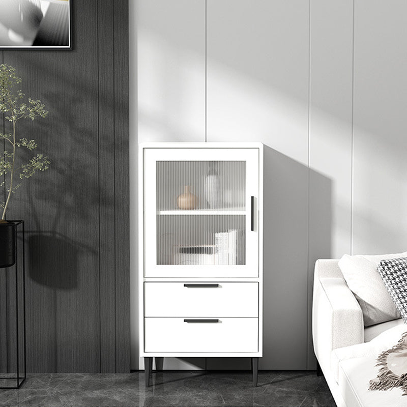 11.8" W Contemporary Bar Pulls Accent Chest in White/ Blue/ Green with Steel Legs 20"L x 12"W x 39"H White Clearhalo 'Cabinets & Chests' 'cabinets_chests' 'furn' 'furn_cabinets_chests' 'Furniture' 'Living Room Furniture' 5568007