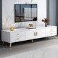 Consola de TV con almacenamiento cerrado, mueble de madera estilo Glam, con cajones y puertas