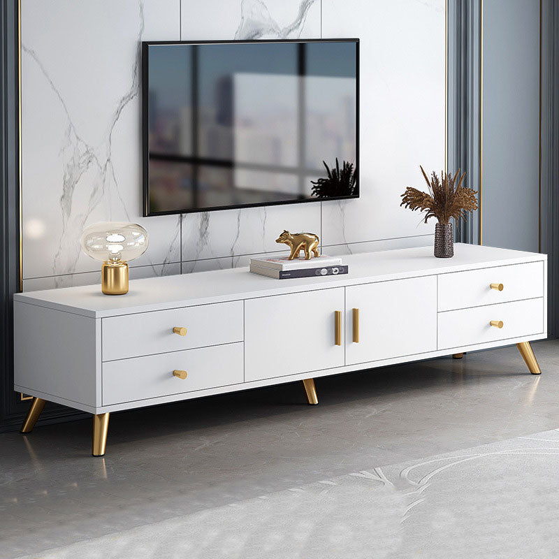 Consola de TV con almacenamiento cerrado, mueble de madera estilo Glam, con cajones y puertas