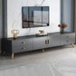 Consola de TV con almacenamiento cerrado, mueble de madera estilo Glam, con cajones y puertas