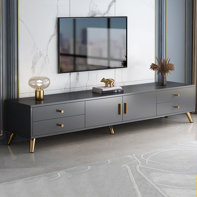 Consola de TV con almacenamiento cerrado, mueble de madera estilo Glam, con cajones y puertas