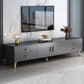 Consola de TV con almacenamiento cerrado, mueble de madera estilo Glam, con cajones y puertas