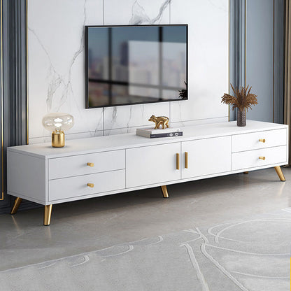 Consola de TV con almacenamiento cerrado, mueble de madera estilo Glam, con cajones y puertas