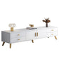 Consola de TV con almacenamiento cerrado, mueble de madera estilo Glam, con cajones y puertas