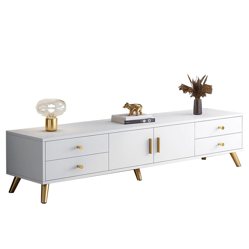 Consola de TV con almacenamiento cerrado, mueble de madera estilo Glam, con cajones y puertas