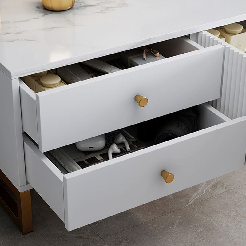Consola de TV con almacenamiento cerrado, mueble de madera estilo Glam, con cajones y puertas