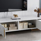 Consola de TV con almacenamiento cerrado, mueble de madera estilo Glam, con cajones y puertas