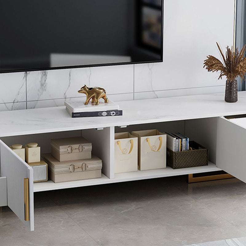 Consola de TV con almacenamiento cerrado, mueble de madera estilo Glam, con cajones y puertas